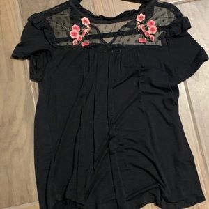 Black Floral Blouse